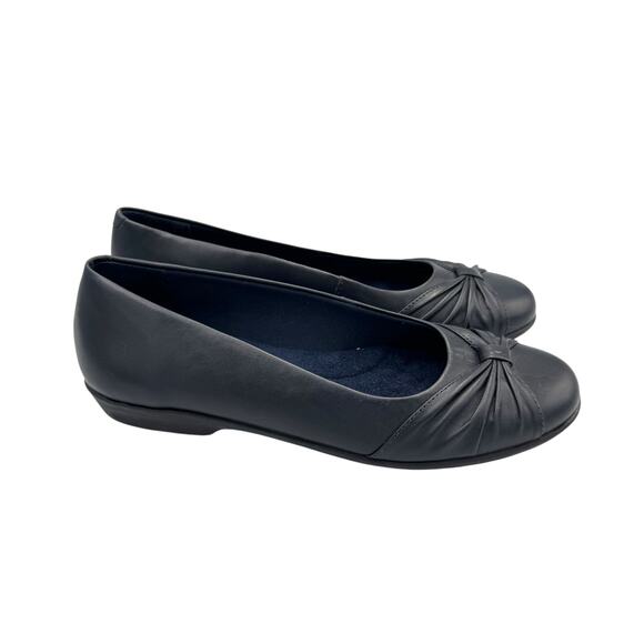 Walking Cradles NARROW Dark Navy Leather Round Toe Slip On Cushioned Ballet Flat - Picture 6 of 11